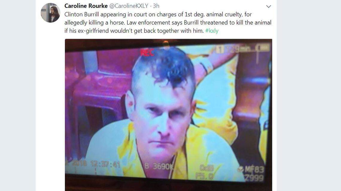 Clinton Burrill, 45, was arrested Monday on suspicion of felony animal cruelty and misdemeanor harassment after police say he tortured, mutilated and killed a horse to get back at his ex-girlfriend.