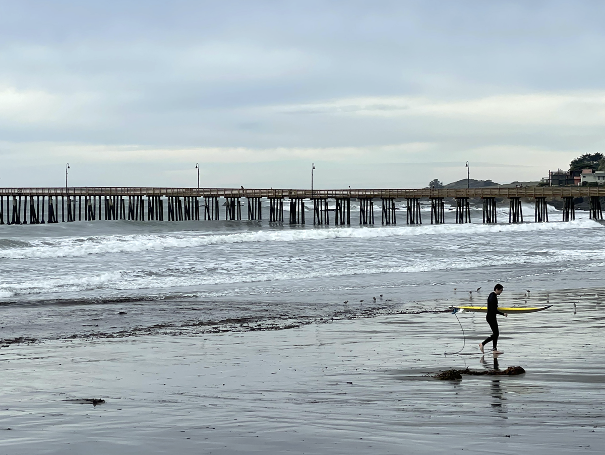 The Tonga Island region tsunami has generated unusual waves in Cayucos, CA, Jan. 15, 2022.