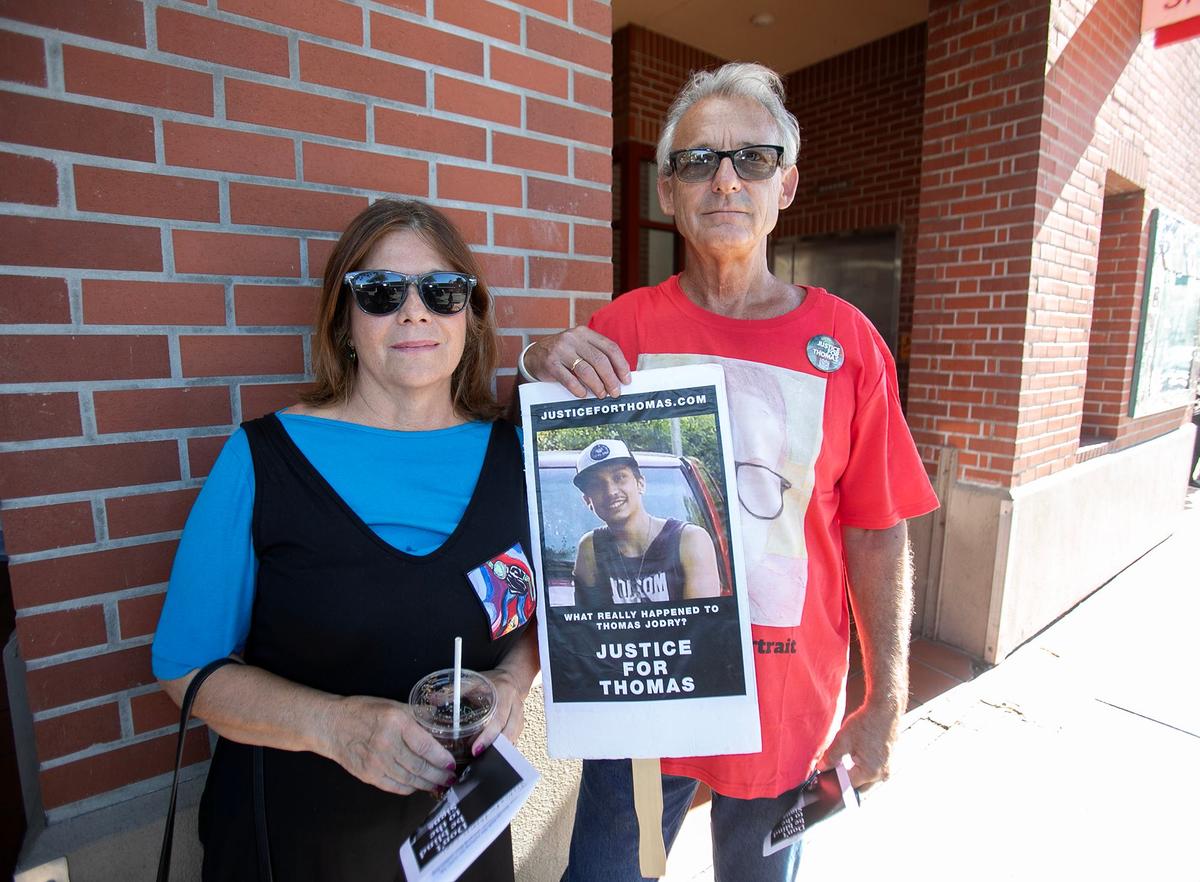 Bill and Mary Jodry held a vigil on Sept. 14, 2024, to honor their son Thomas Jodry, who died in a fall from the parking garage on Marsh Street in San Luis Obispo, on the anniversary of his death.