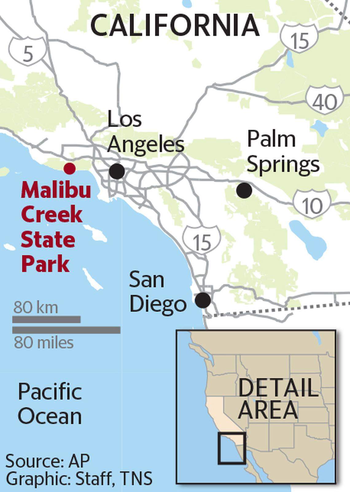 Locator map of Malibu Park, California where 5 shootings over 2 years have been reported.