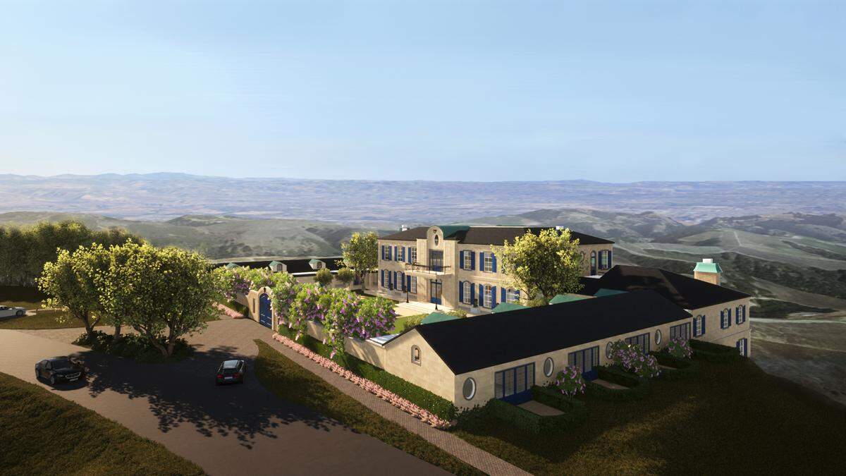 An artist’s rendering shows the proposed hospitality center at Patrimony Estate in Paso Robles, Daniel and Georges Daou’s latest venture.