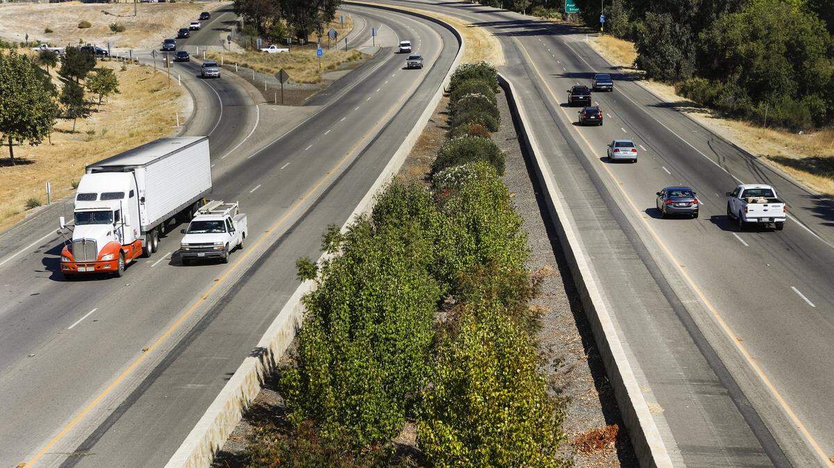 A woman who jumped from an overpass onto Highway 101 has died from her injuries.