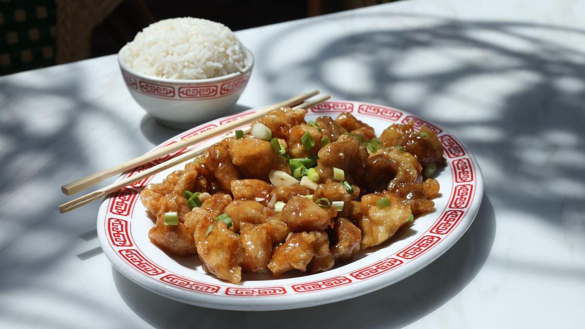 Orange chicken is a popular menu item at Bamboo Bamboo Chinese Restaurant in the Creamery Marketplace in San Luis Obispo.