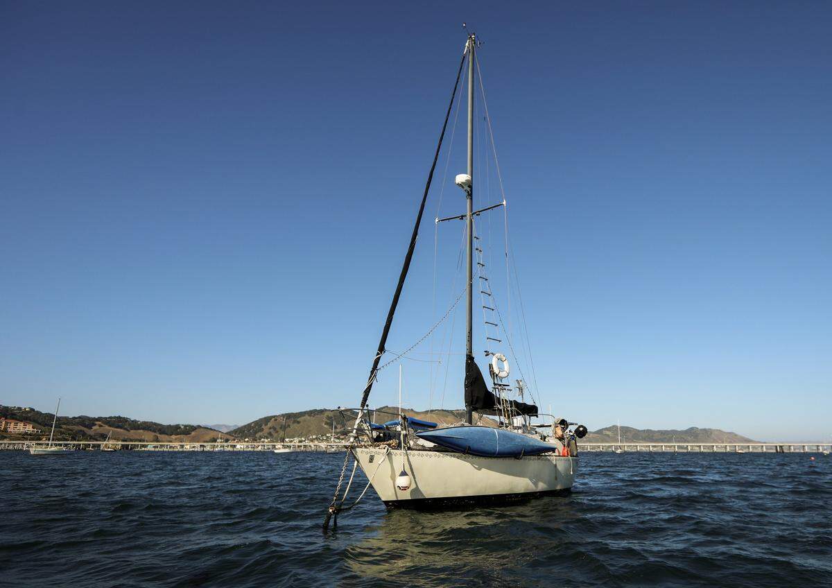 CC Rider lives with his wife and daughter on the "Tiki," a 30-sailboat moored in the Port San Luis Harbor.