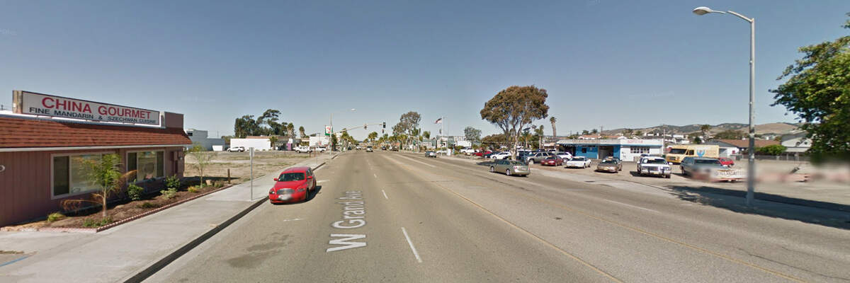 A Google Maps street view image facing west between 4th Street and 5th Street shows West Grand Avenue in Grover Beach in April 2015.