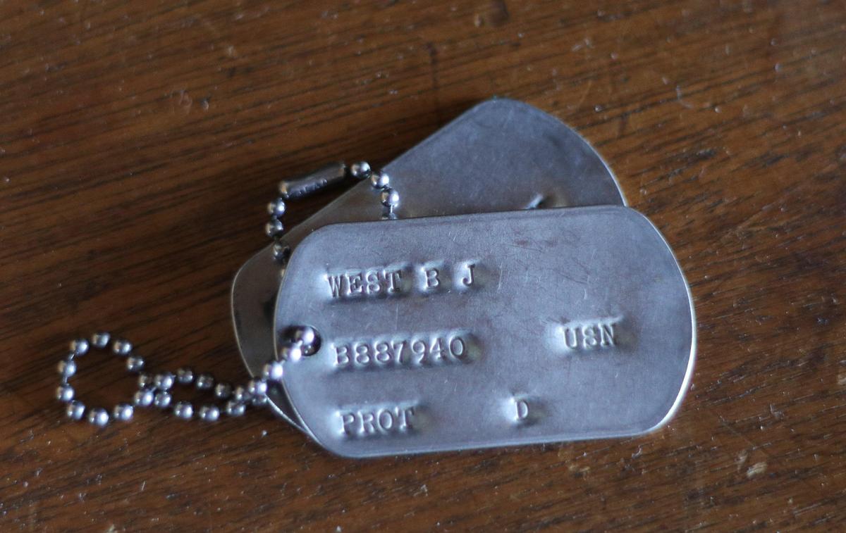 Dog tags from Atascadero author and Vietnam veteran Bruce West’s tour in Vietnam in 1968.