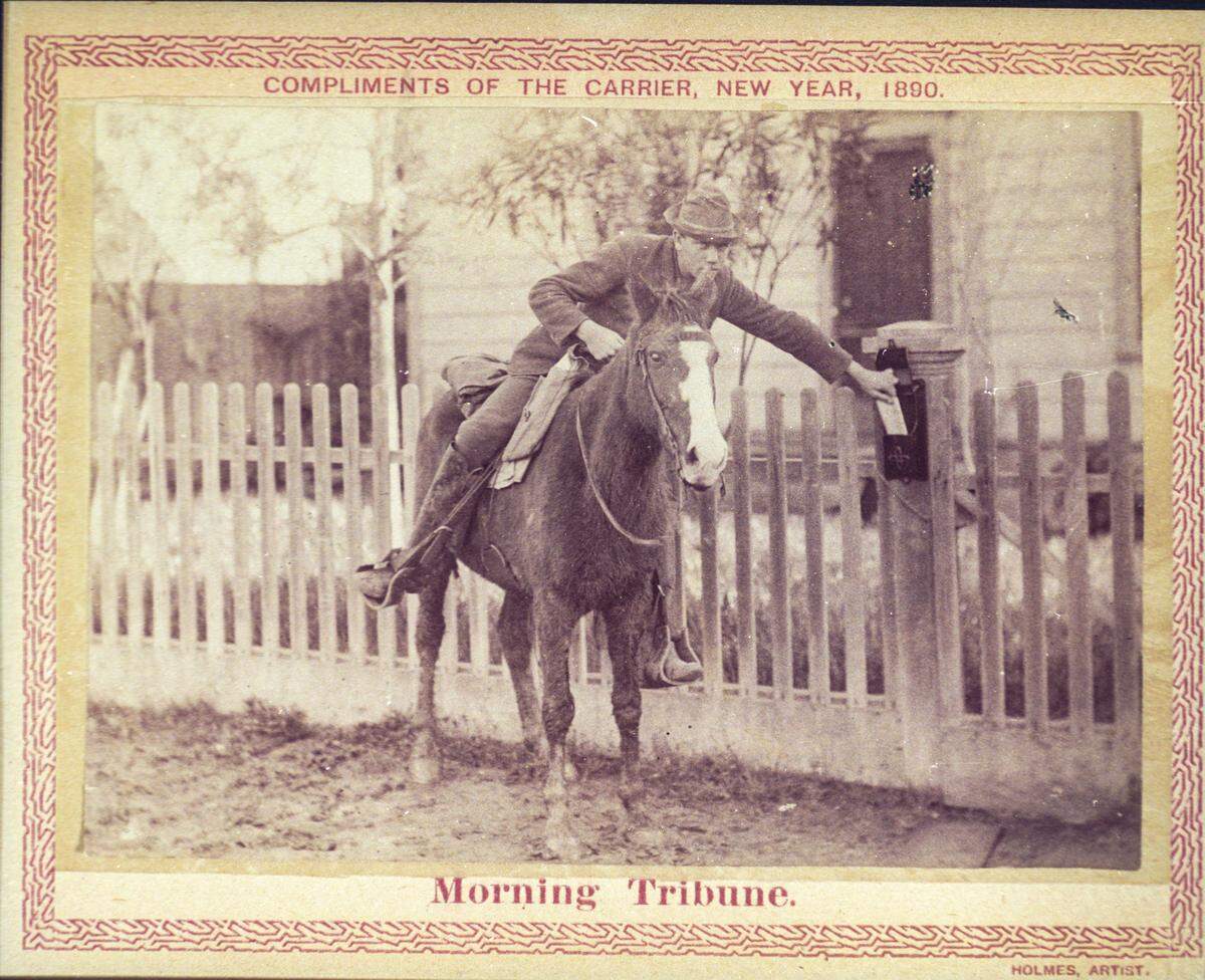 The San Luis Obispo Morning Tribune made a series of photos in 1890 commemorating horseback newspaper carriers.