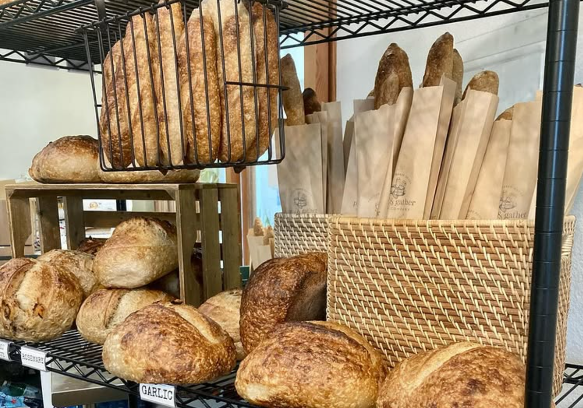 Owner and chef of Proof & Gather Baking Company Kaitlin Ferland bakes all baguettes, sourdough, focaccia and other loaves in the shop every morning.