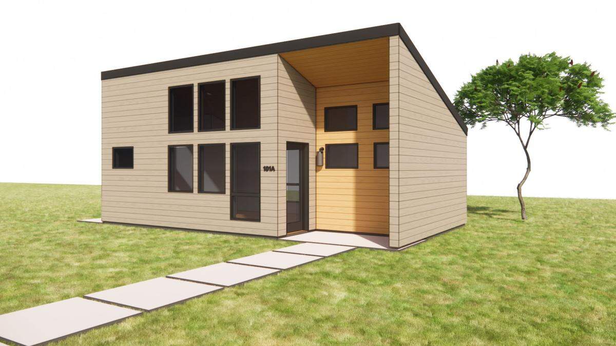 Concept art shows a one-bedroom bungalow-style accessory dwelling unit template provided by the city of Grover Beach. These templates are intended to make the ADU building process faster.