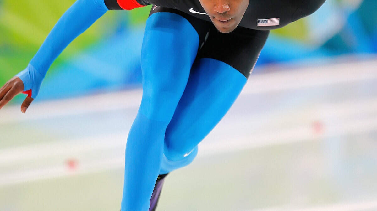 United States Shani Davis competes in the Men's 5000 Meter Speed Skating race during the 2010 Winter Olympics in Vancouver, British Columbia, Saturday, Februray 13, 2010. (Harry E. Walker/MCT)