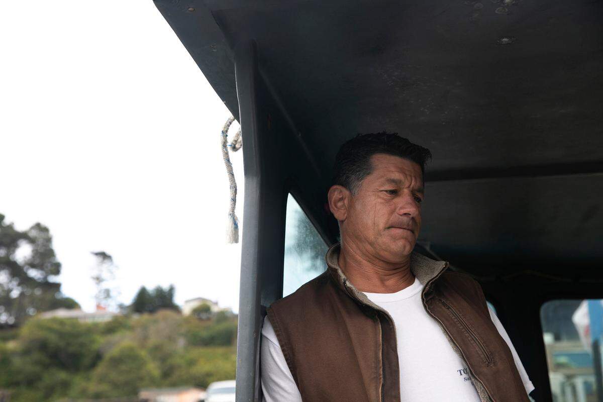 Gary Trumper, a commercial urchin diver, on his boat Not Again in Noyo, Calif., July 20, 2018. Climate change is ravaging California’s underwater kelp forests. That’s caused what one scientist called a “perfect storm” in the ecosystem.