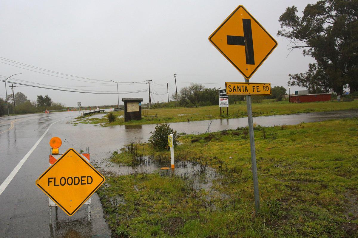 Tank Farm Road is closed between Broad Street and South Higuera in San Luis Obispo due to intermittent flooding on March 10, 2023.