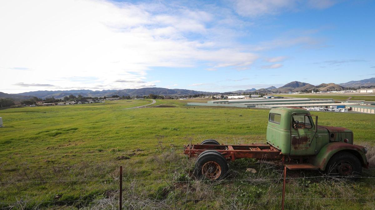 A 56-acre property on Evans Road south of the San Luis Obispo County Regional Airport is proposed to be rezoned from agriculture to large-lot residential, seen here on Feb. 5, 2025.