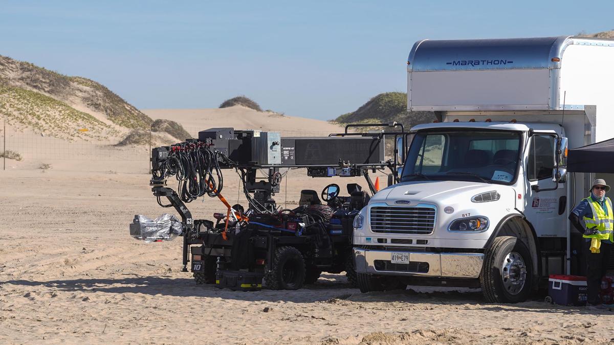 Apple Studios and Warner Bros. filming crews and production vehicles were spotted at the Oceano Dunes State Vehicular Recreation Area this week to shoot “F1,” a racing drama starring Brad Pitt Wednesday, Nov. 6, 2024.