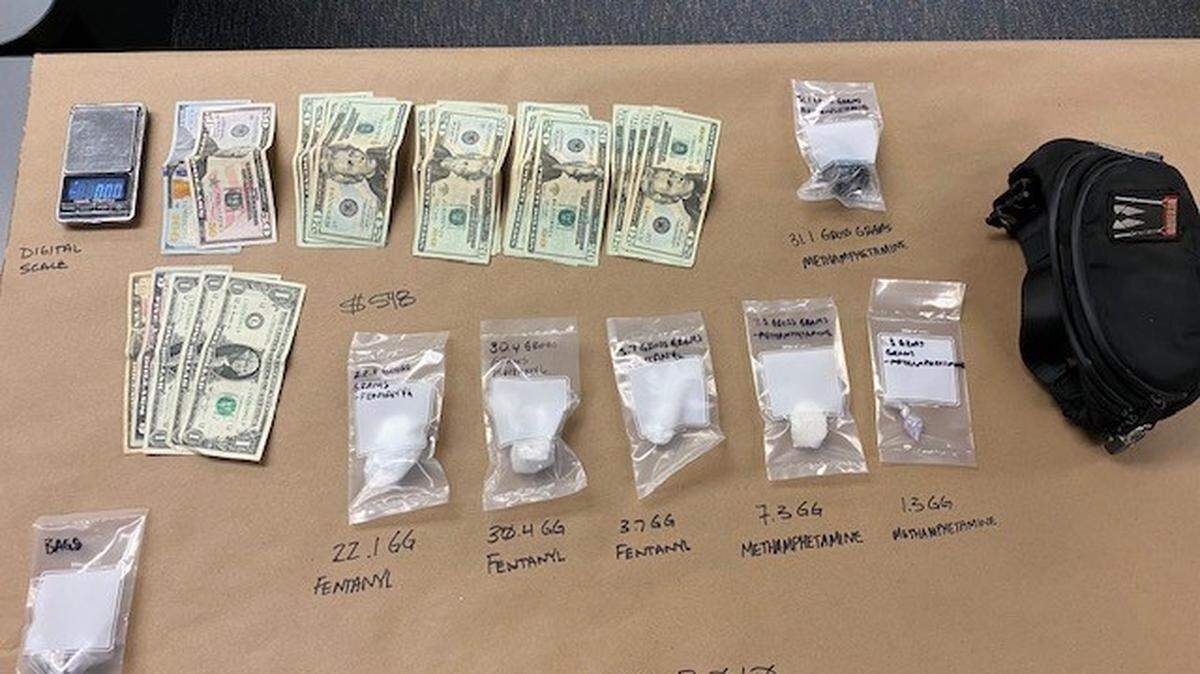 Two people were arrested when San Luis Obispo police found substances believed to be fentanyl and methamphetamine on Sept. 3, 2022.