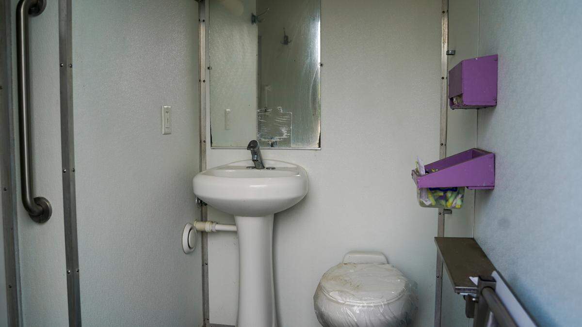 805 Street Outreach shower trailer has two stalls outfitted with showers, sinks and toilets. It will be available on the first and third Mondays of the month between noon and 3 p.m. in the Morro Bay Library parking lot.