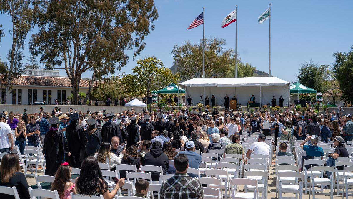 Cuesta College graduates process in for the 61st Commencement Ceremony on Friday, May 22, 2026. More than 1,500 students walked the stage.