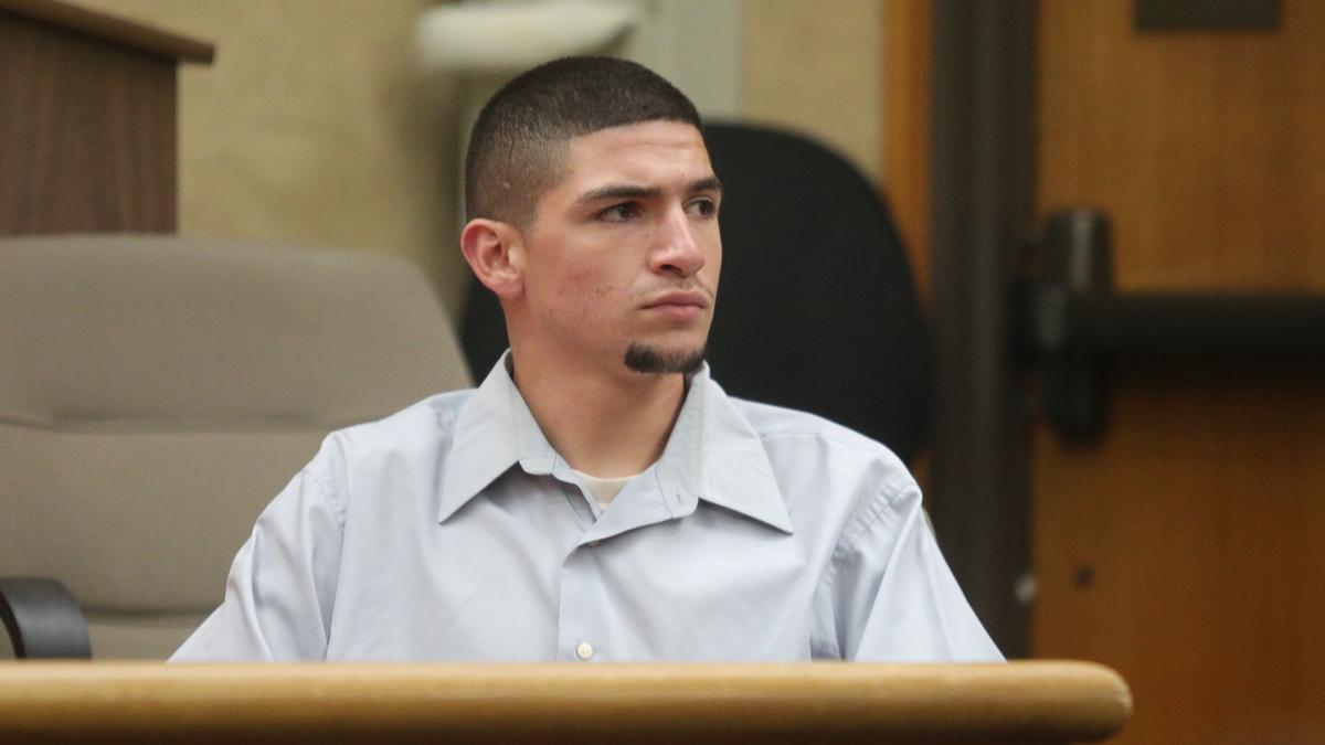 Francisco Orozco, 19, of Oakland, listens to proceedings at his arraignment on attempted murder and assault with a semiautomatic handgun charges for a Sunday, May 7, 2019, shooting at the Oceano Dunes State Vehicular Recreation Area.