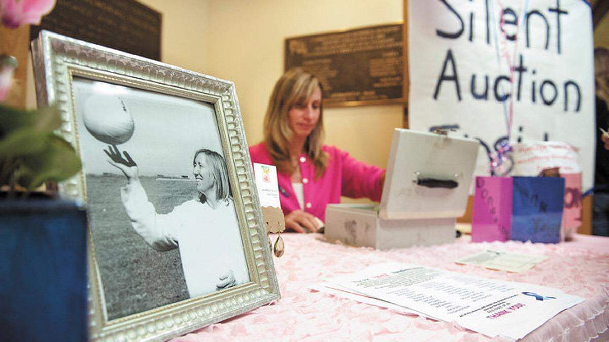 Shannon Jackson staffs the ticket table at the ‘PK Fight Like a Girl’ spaghetti dinner on Jan. 15 at the Cambria Veterans Memorial Building. The three-hour event raised nearly $17,500 for Pam Kenyon, a 21-year Coast Union High School teacher who is battling colon cancer.