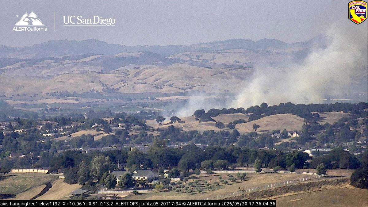 Cal Fire responded to a vegetation fire near a neighborhood on Golden Hill Road in Paso Robles on Wednesday, May 20, 2026.