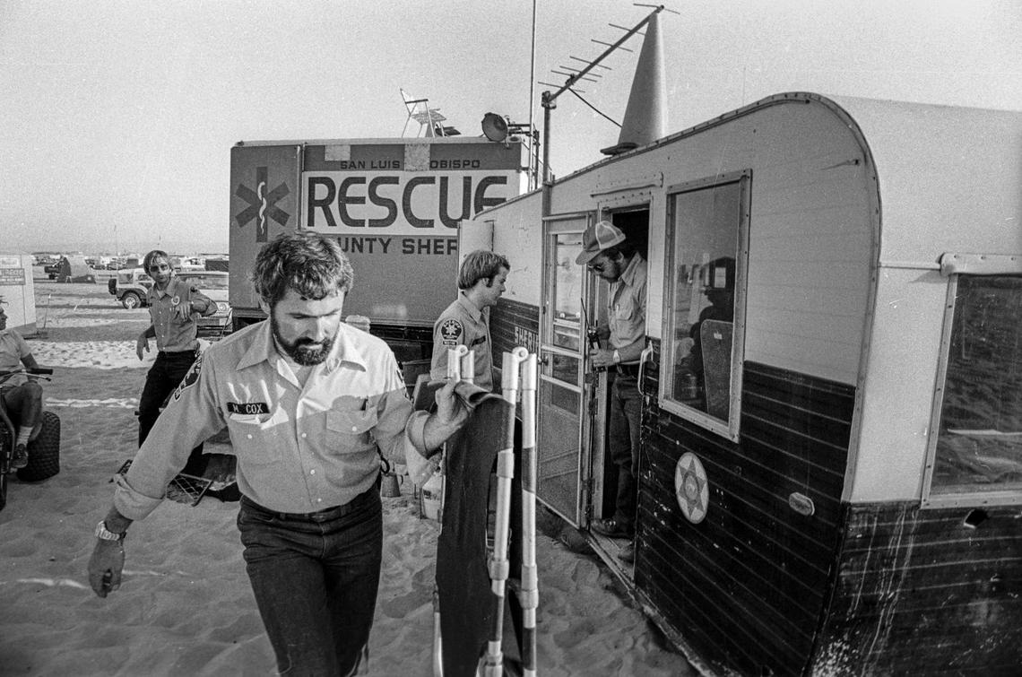 SheriffÕs Search and Rescue volunteers coordinated communication with campers and emergency dipatch via radio on busy holiday weekends in the era before cell phones. Now called Oceano Dunes SRVA, the Pismo Dunes State Park was busy July 4, 1981.