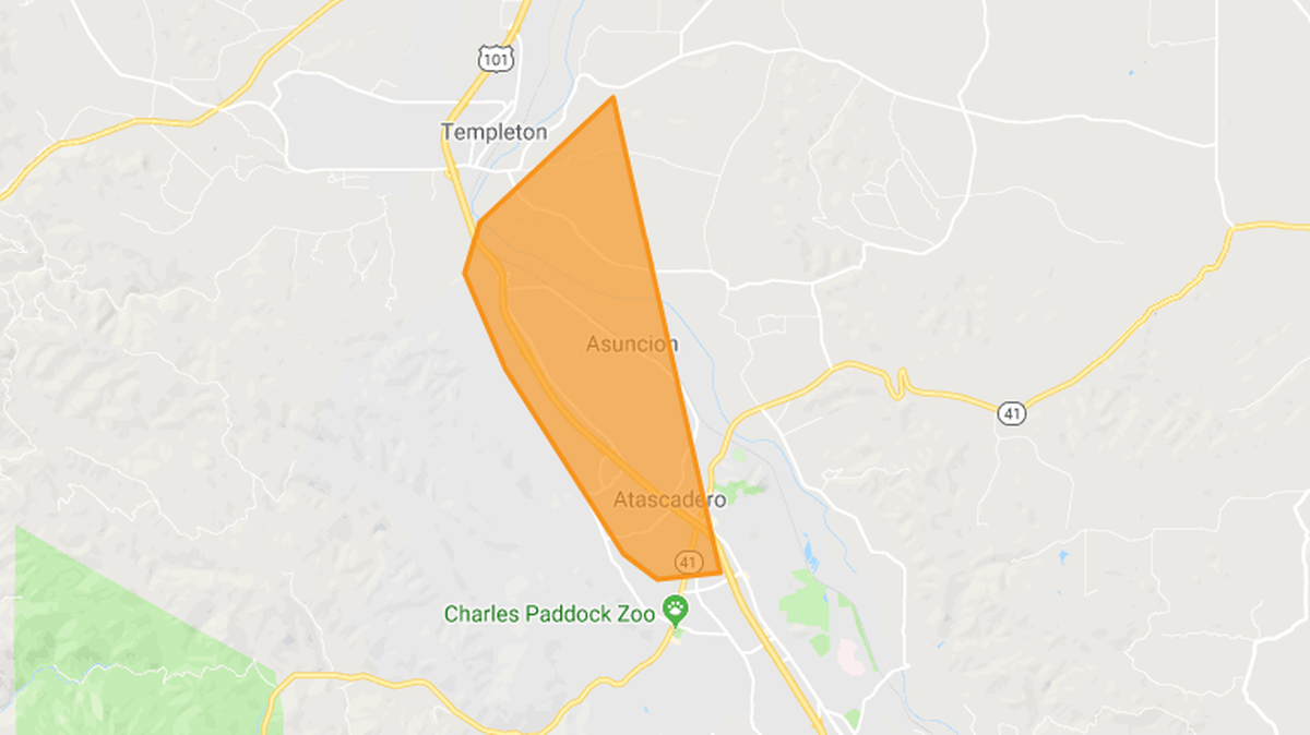 A power outage is affecting almost 3,000 people in the Atascadero and Templeton areas on Wednesday, Aug. 14, 2019.