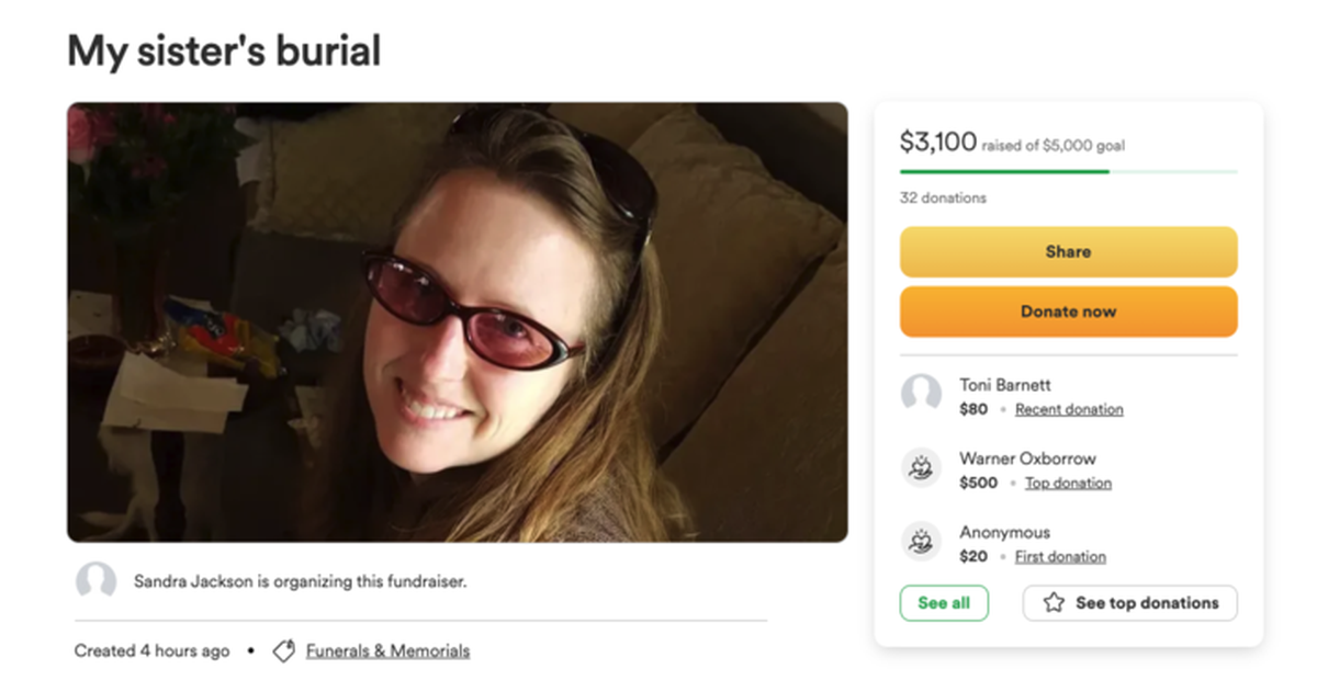 A GoFundMe account is raising money to cover funeral expenses for Shandon resident Kelly Buchanan, who was stabbed to death on July 16, 2023. The account was launched by her sister, Sandra Jackson.