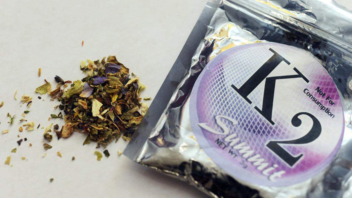A package of K2, or spice, which contains herbs and spices sprayed with a synthetic compound chemically similar to THC, the psychoactive ingredient in marijuana.