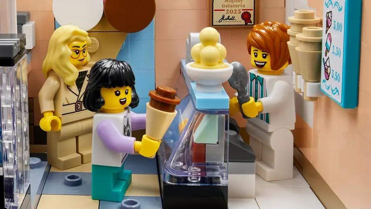Alex Sahli, a third-year computer science student at Cal Poly, designed an Italy-inspired Lego set through the Lego Ideas program. One scene shows a gelateria, which a triple scoop costs a very affordable 3 euros.
