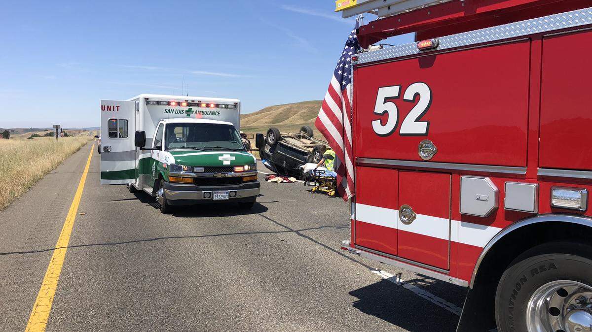 Cal Fire firefighters were dispatched to reports of a vehicle rollover on Highway 46 near Shandon on Tuesday morning.