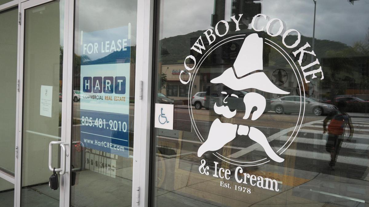 The Cowboy Cookie location on Foothill Blvd. in San Luis Obispo is closed but a notice on the window says the Pismo Beach location is open.