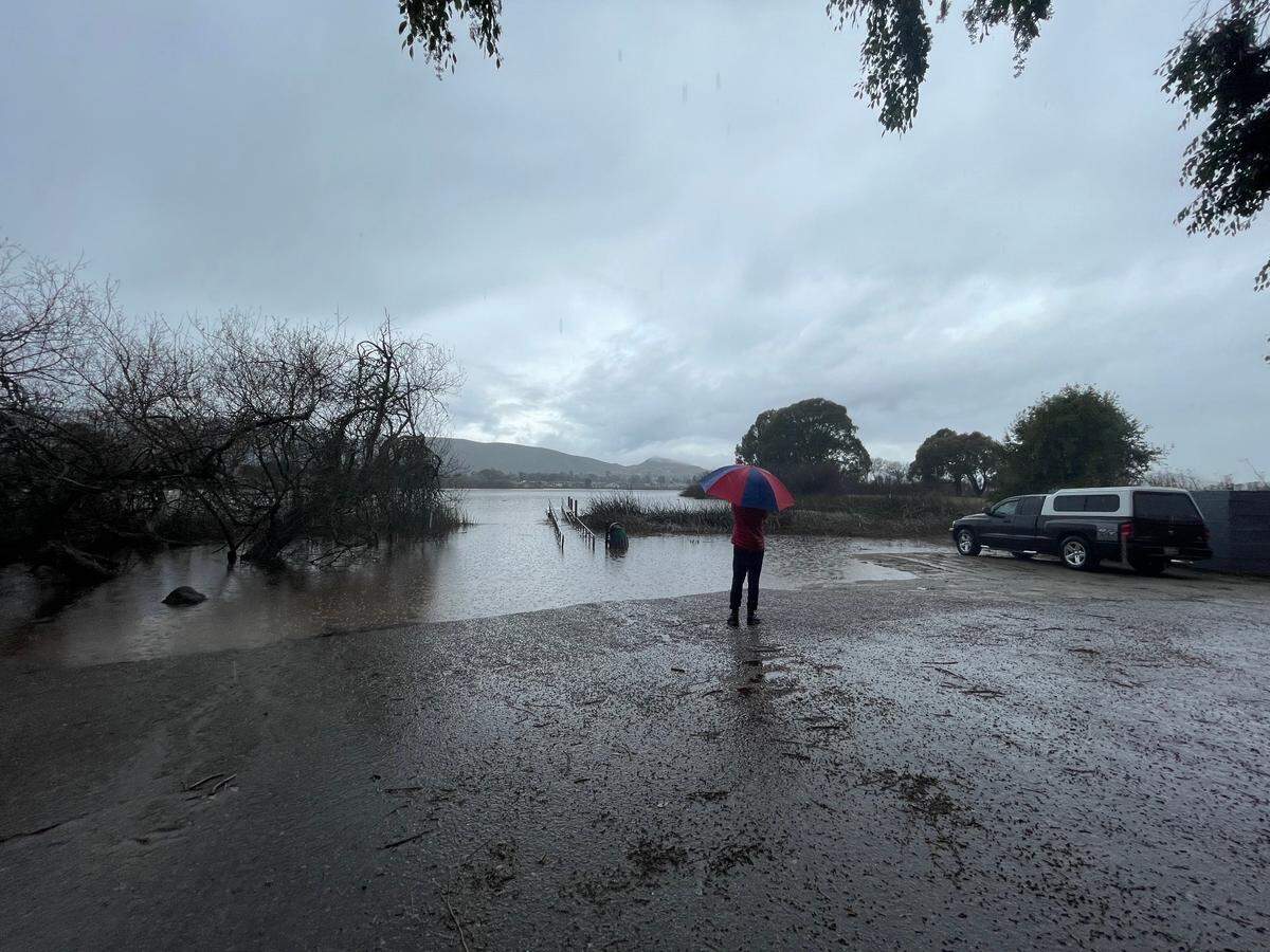 Ian Jennings of San Luis Obispo takes photos of the birds on Laguna Lake on Friday.