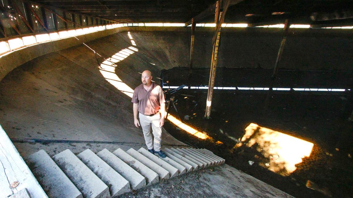 Freddy Otte, biologist with the city of San Luis Obispo, stands of the steps of a cistern formerly used to supply drinking water to the city in a photo from Feb. 13, 2015. Otte wanted to see the cistern, located on San Luis Creek near Reservoir Canyon, repurposed.