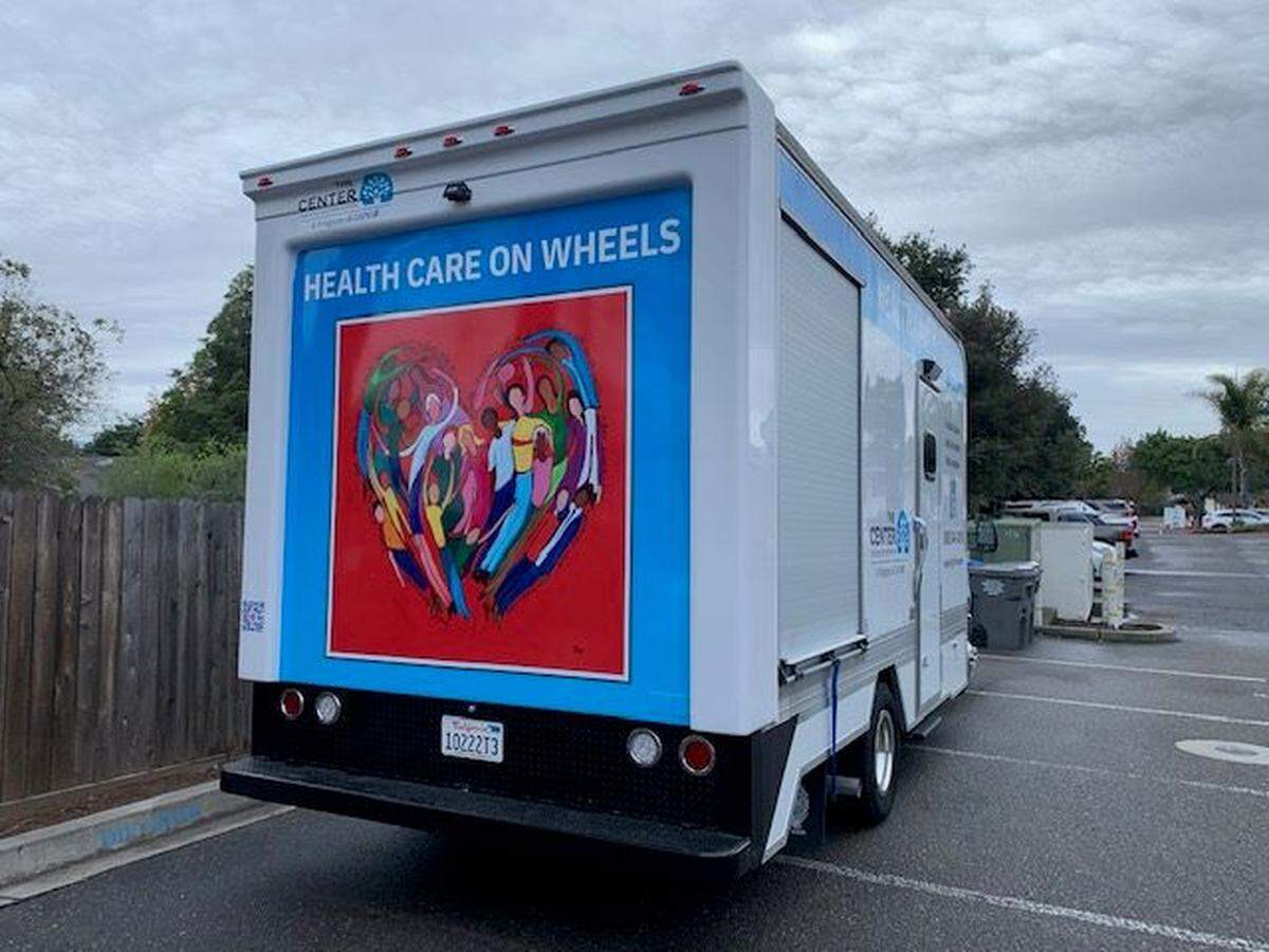 A new CAPSLO Center for Health & Prevention mobile clinic will soon roll out in San Luis Obispo County, operating out of a large van equipped with an exam table, microscope and other medical lab equipment, pictured April 11, 2024. “Health Care on Wheels” will be deployed to locations where people face economic, geographic, systemic and other barriers to quality sexual and reproductive health services.