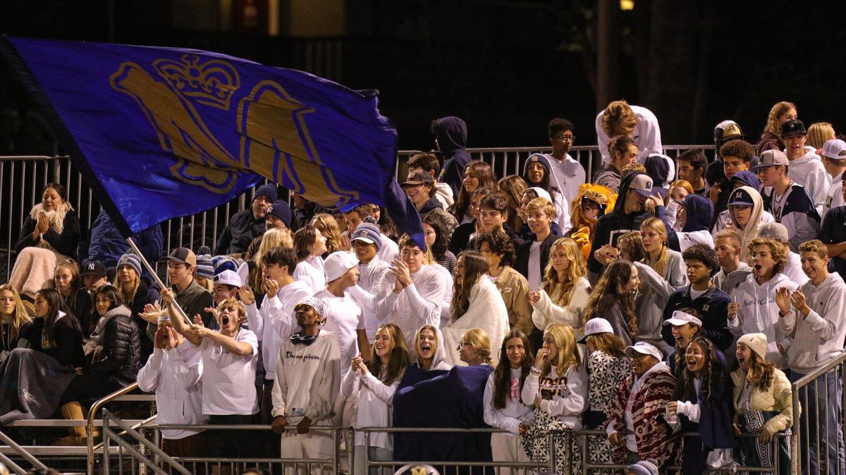 Fans cheer on the Royals as Mission Prep fell to St. Joseph 49-21 on Oct. 28, 2022, in the last game of the regular season, giving the Knights the Mountain League football championship.