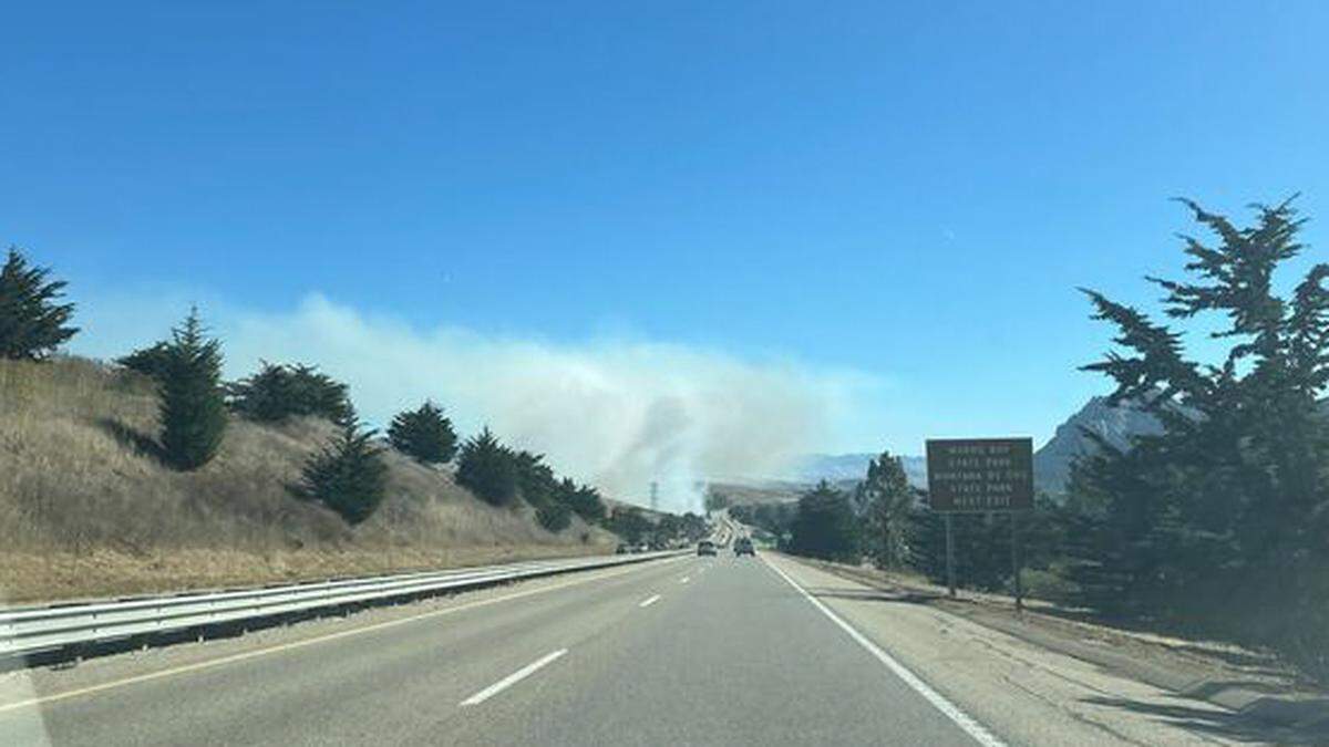 A vegetation fire was reported near 1401 Teresa Road in Morro Bay around noon on Nov. 1, 2023, burning around 10 acres with a rapid rate of spread.