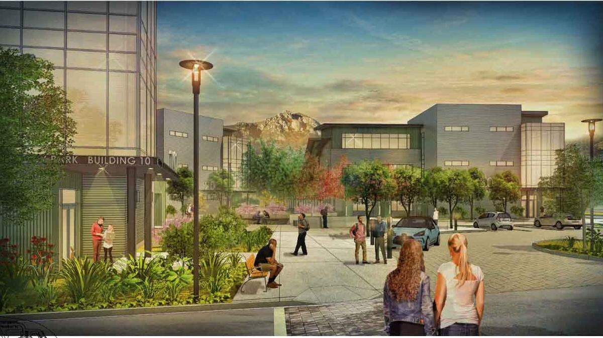 A rendering shows plans for Cal Poly’s Technology Park 30,000-square-foot expansion, located west of the campus core on Mount Bishop Road. Since its 2010 opening, more than 30 companies have resided in the Tech Park, employing or providing opportunities to over 200 students.