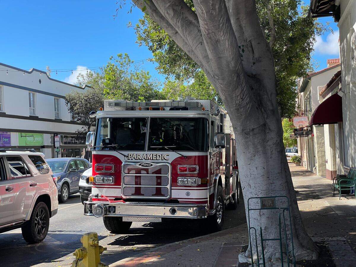 San Luis Obispo police blocked off Marsh and Garden streets downtown Sept. 9, 2025, due to a person barricaded inside Hotel Cerro.
