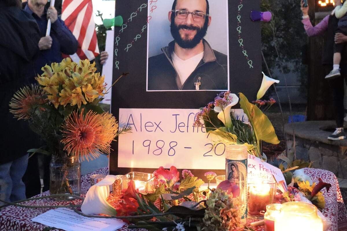 All four corners of Los Osos Valley Road and South Bay Boulevard in Los Osos were taken over by a vigil for Alex Pretti, the second person killed by federal immigration officers in Minneapolis in a month, on Jan. 26, 2026. Attendees honored the Minnesota man’s life and called for accountability from ICE.
