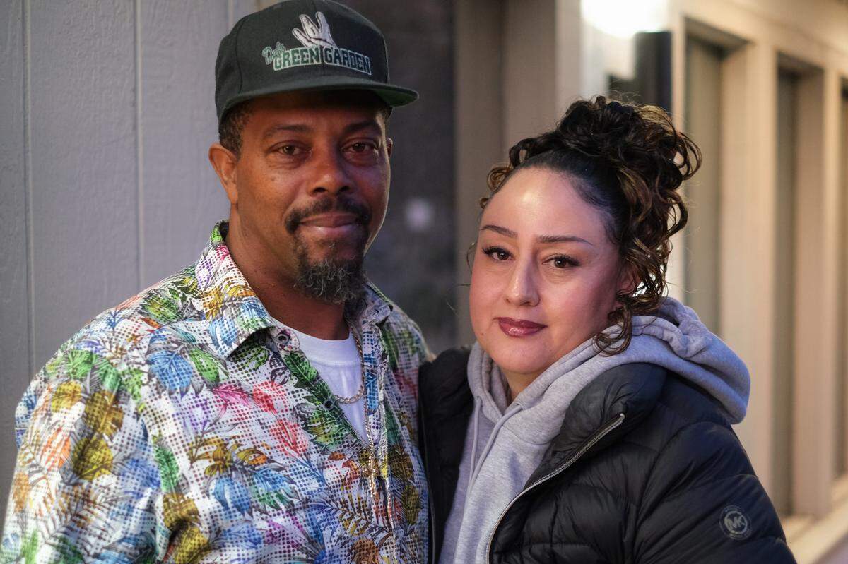 Ernest Hall, left, and his wife Grace Hall stand outside their business on Jan. 23, 2025. The two allege Cal Coast News reporter Karen Velie engaged in a plot Paso Robles City Councilman Chris Bausch to oust now-former City Manager Ty Lewis from his position by spreading false rumors and stories.