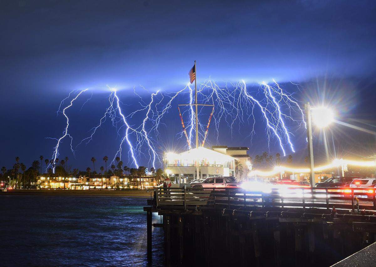 Santa Barbara County Fire public information officer Mike Eliason captured some dramatic footage of a lightning storm over Santa Barbara on Tuesday evening.