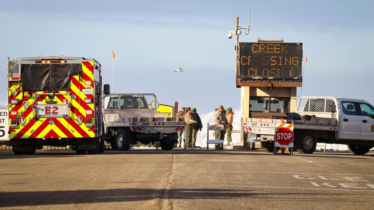 Pier Ave. ramp to Oceano Dunes SVRA was closed as high swells on the ocean combined with seasonal high tides Dec. 28, 2023.