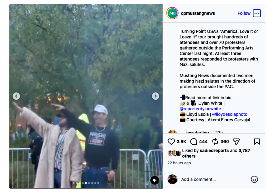 Men gave Nazi salutes at a Turning Point event in California. Here’s how the group responded
