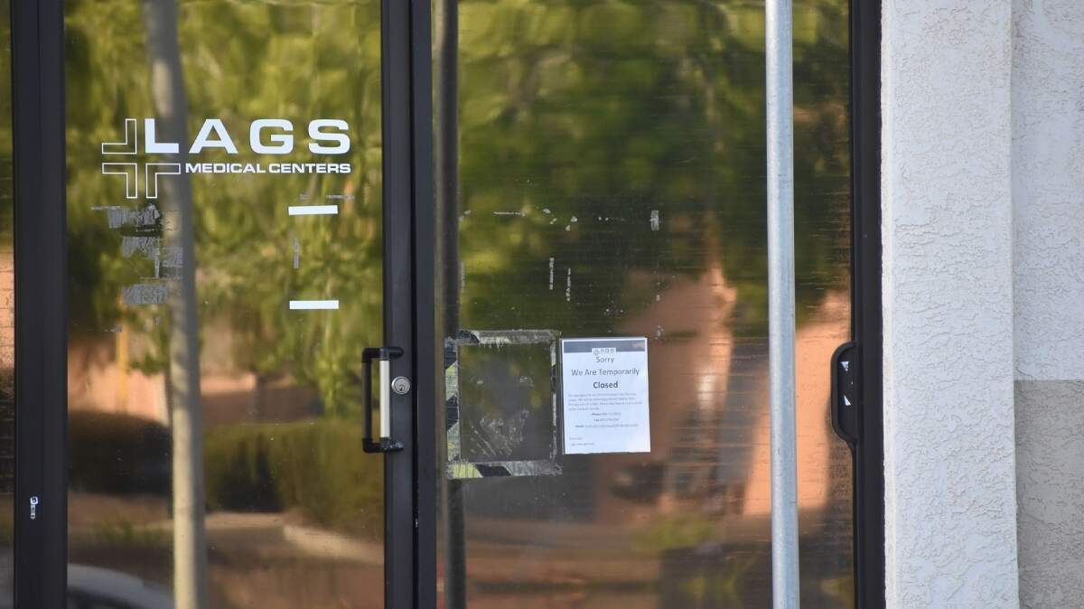 Lags Medical Centers has closed multiple clinics on the Central Coast and beyond. A sign at the Carmen Lane location in Santa Maria claims the closure is temporary and provides contact information for accessing medical records.