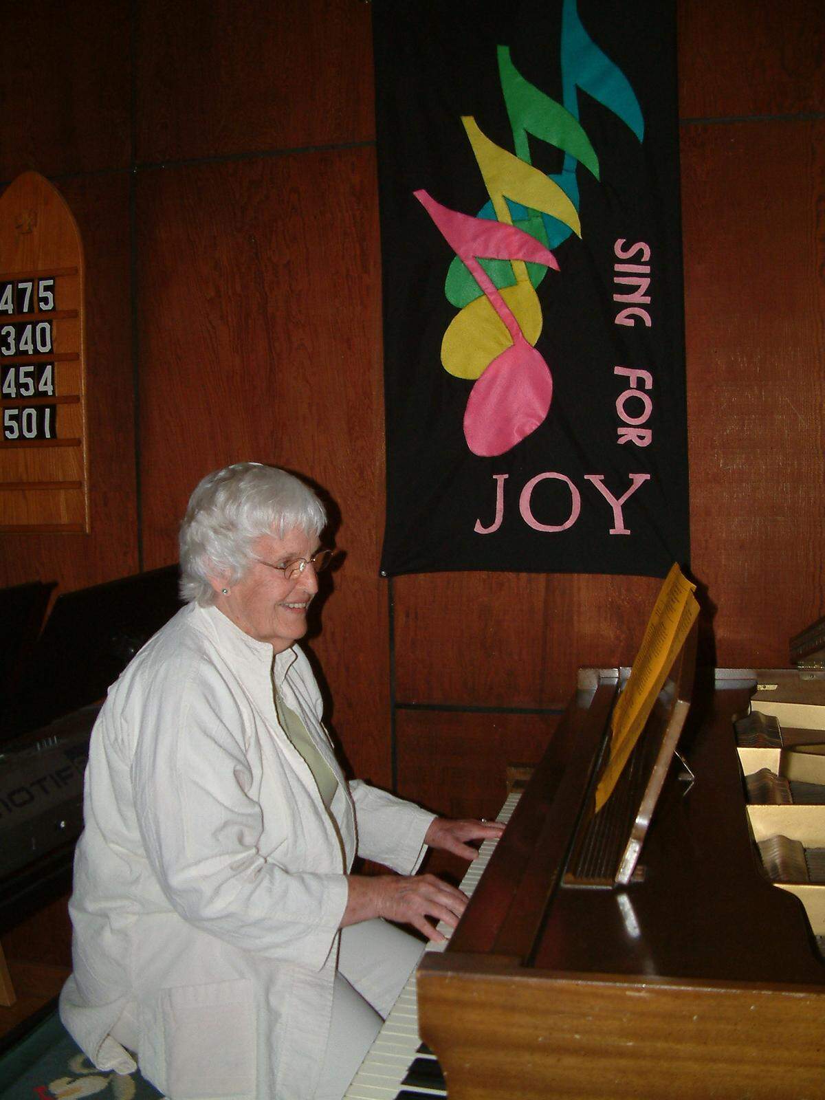 Shirley Bianchi plays the organ at Santa Rosa Catholic Church in Cambria. “Music is my hobby,” she said, having played various instruments for years.