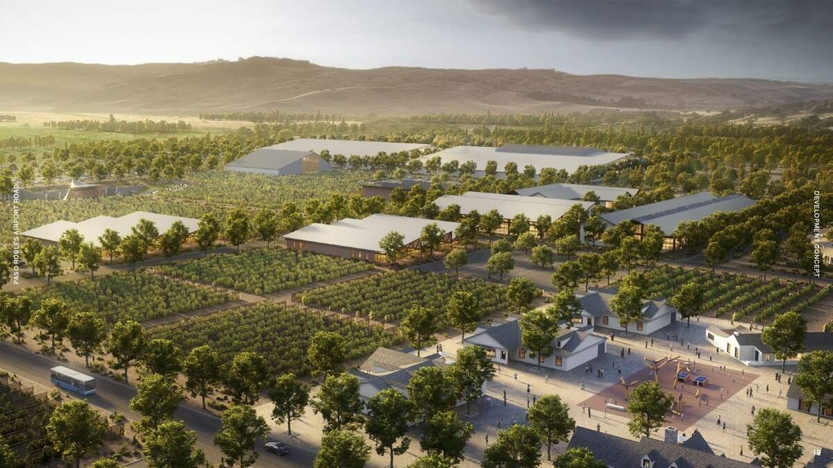Majestic Realty, owner of the 135-acre old boys’ school property in Paso Robles, hopes to build a community hub it calls The Landing. The project’s renderings are anticipated to be presented to the City Council Summer 2026.