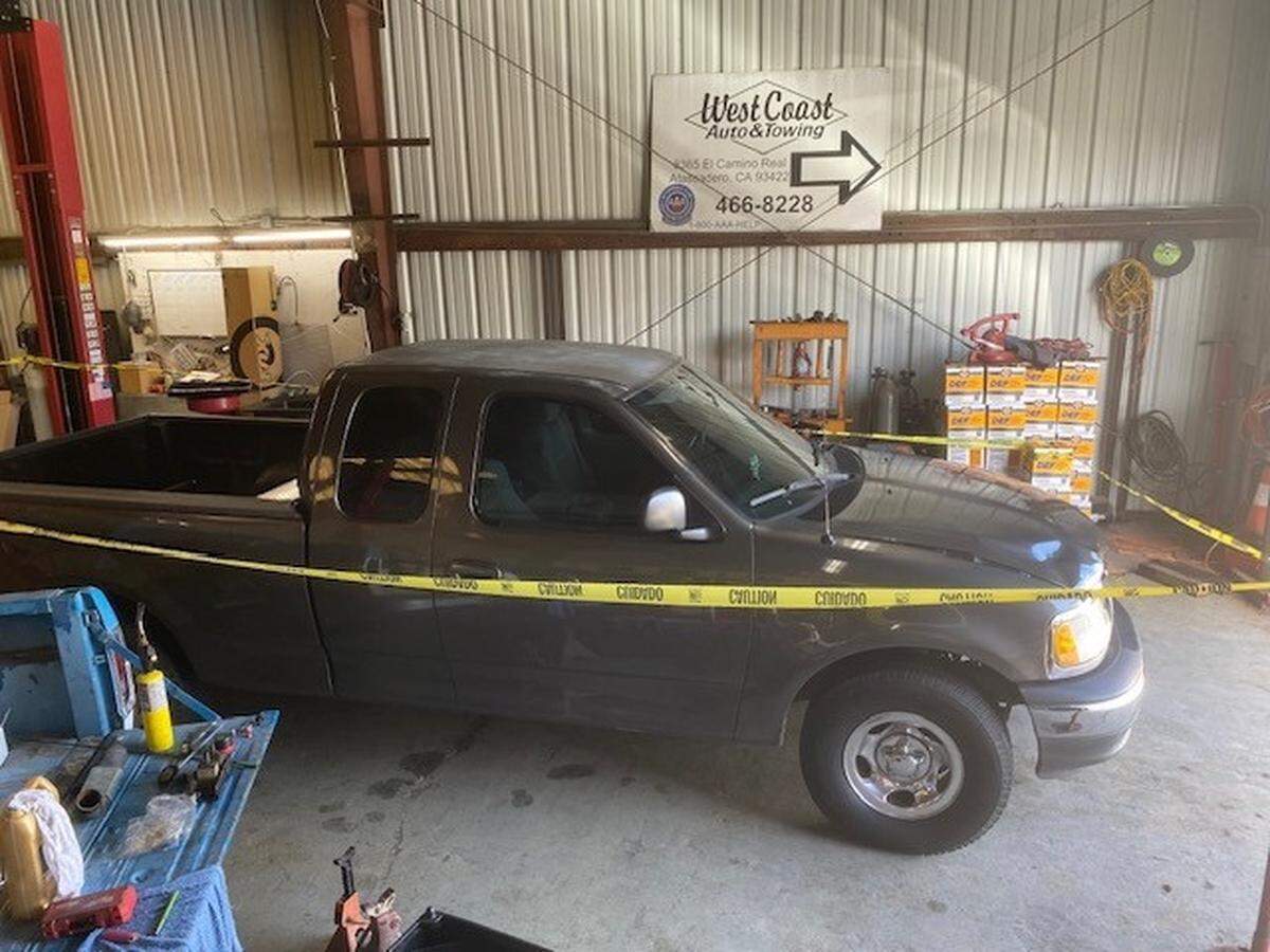 The 2003 Ford F-150 was towed away from the Hidden Oaks Village apartments in Atascadero on Friday, March 14, 2025, following a fatal hit-and-run crash that killed a boy on El Camino Real.