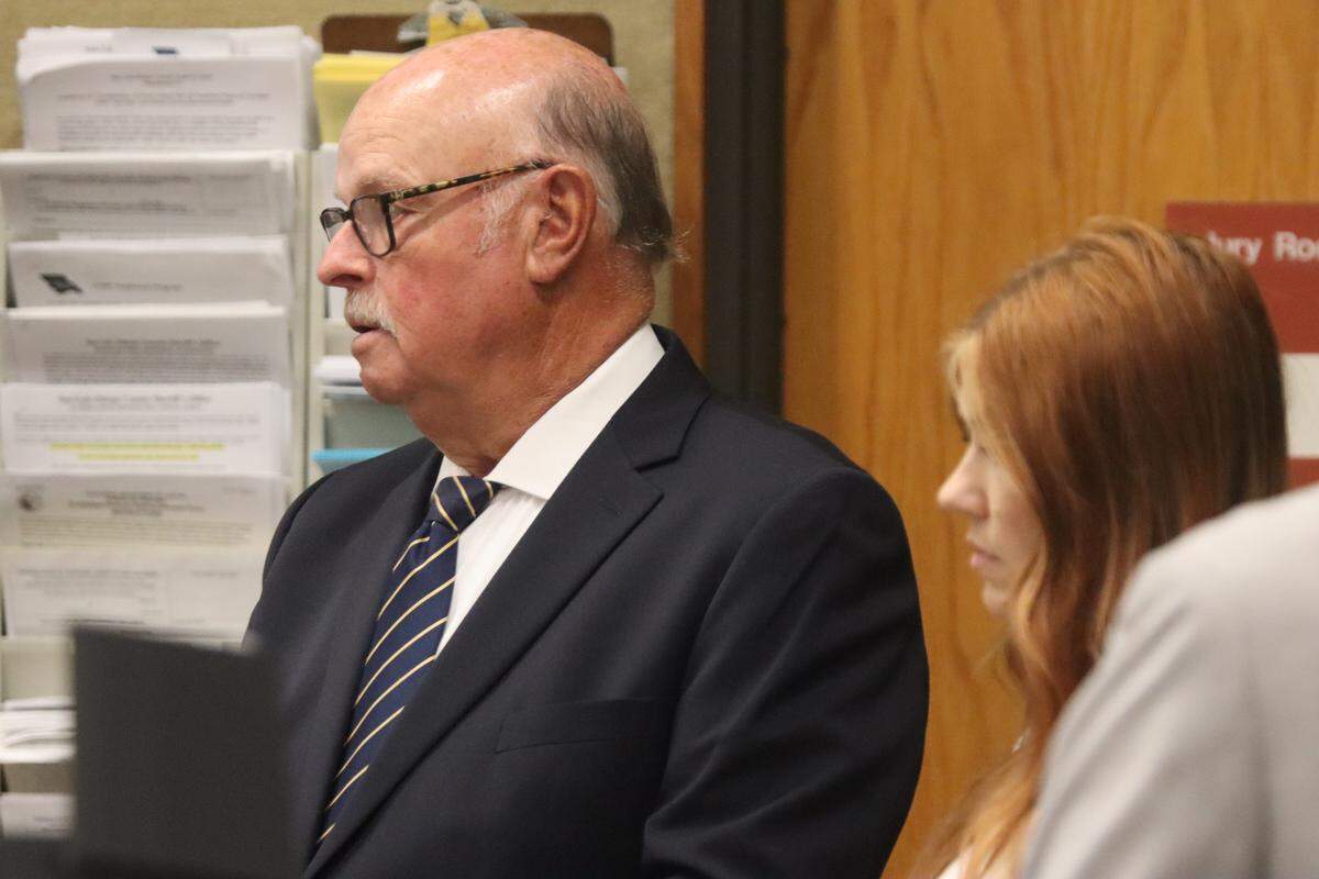 Defense Attorney Rober Sanger, left, and former San Luis Obispo County probation officer Fallyn Rollins, 32, at her sentencing hearing on June 2, 2026. Rollins embezzled nearly $170,000 from the probation department’s union while she was treasurer.