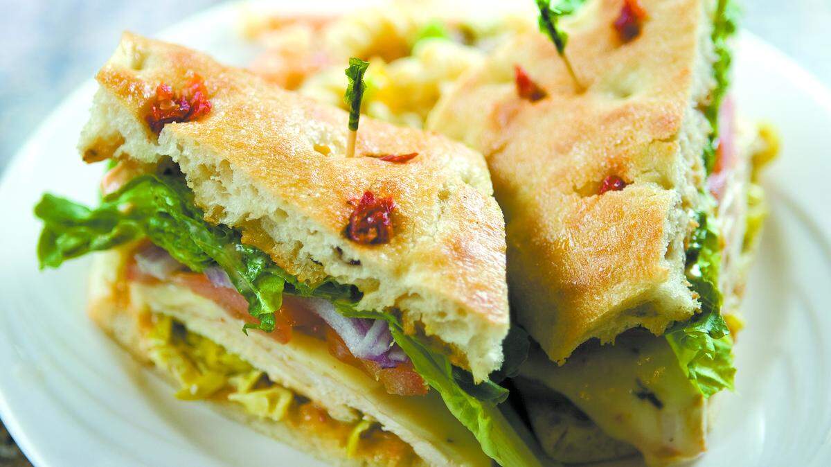 The zesty chipotle chicken sandwich with grilled chicken and pepper jack cheese on focaccia bread.