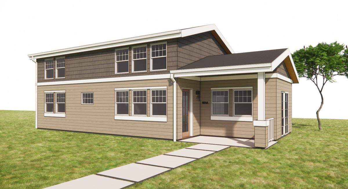 Concept art shows a two-bedroom craftsman-style accessory dwelling unit template provided by the city of Grover Beach. These templates are intended to make the ADU building process faster.